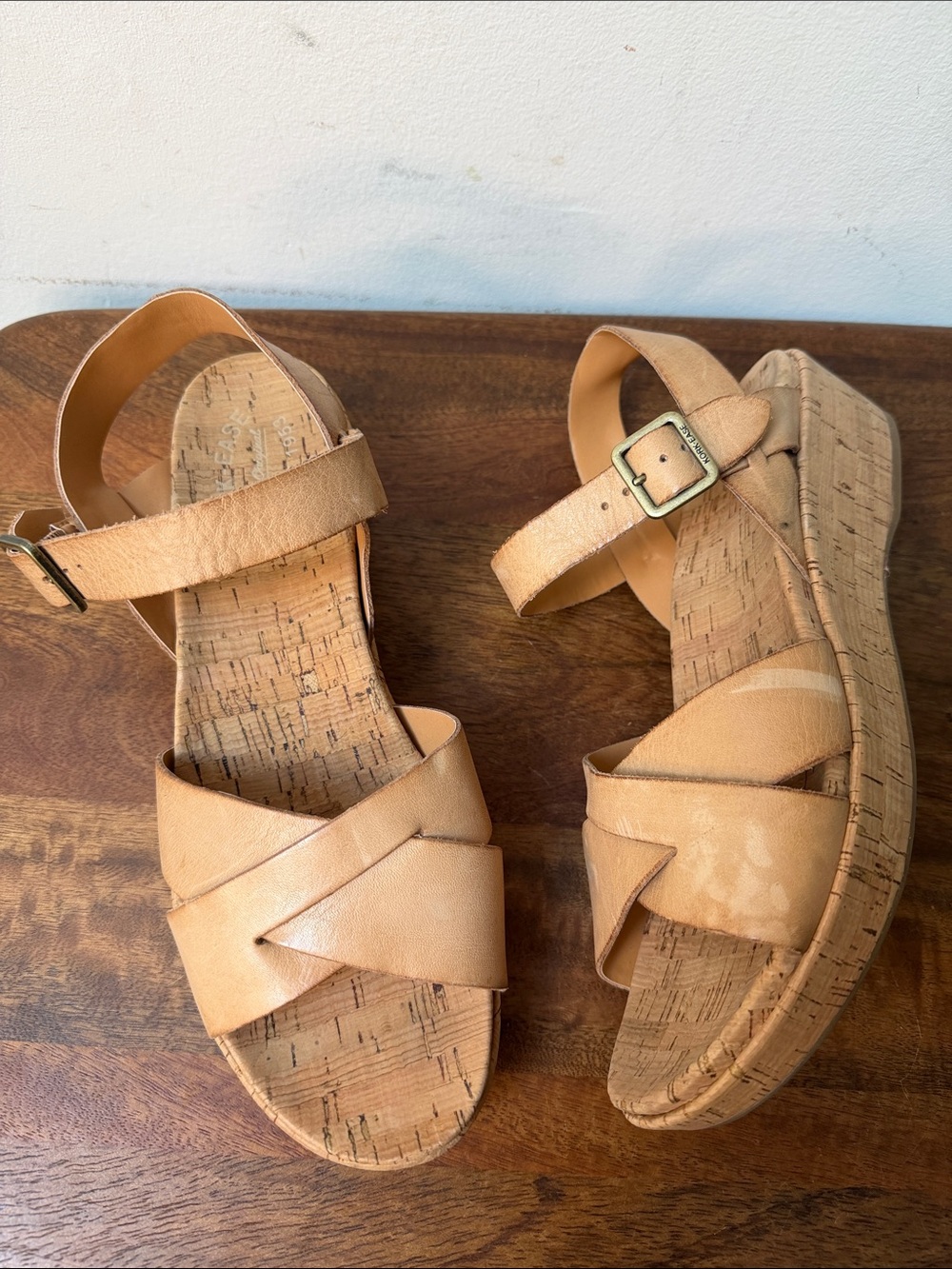Kork-Ease Myrna 2.0 Tan Leather Cork Wedge Sandals 10 New